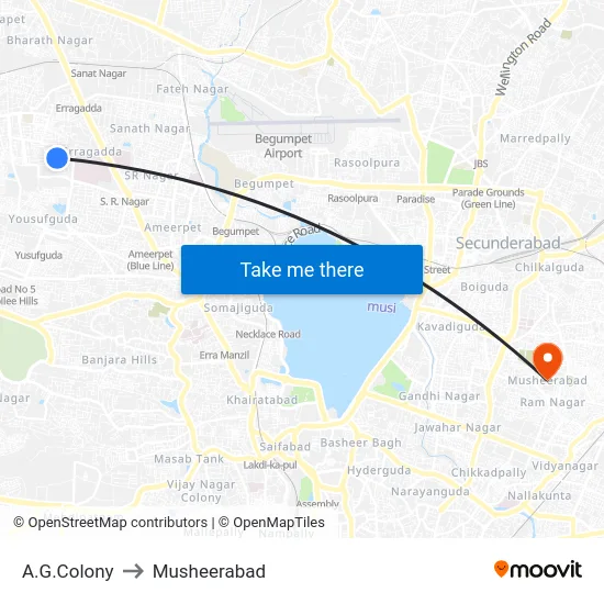 A.G.Colony to Musheerabad map