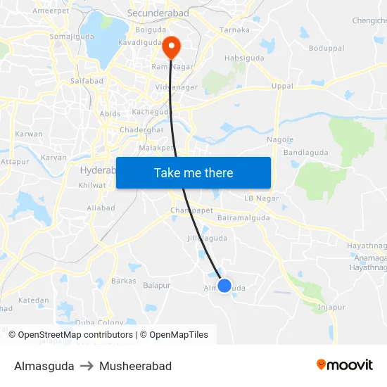 Almasguda to Musheerabad map