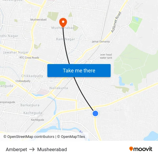 Amberpet to Musheerabad map