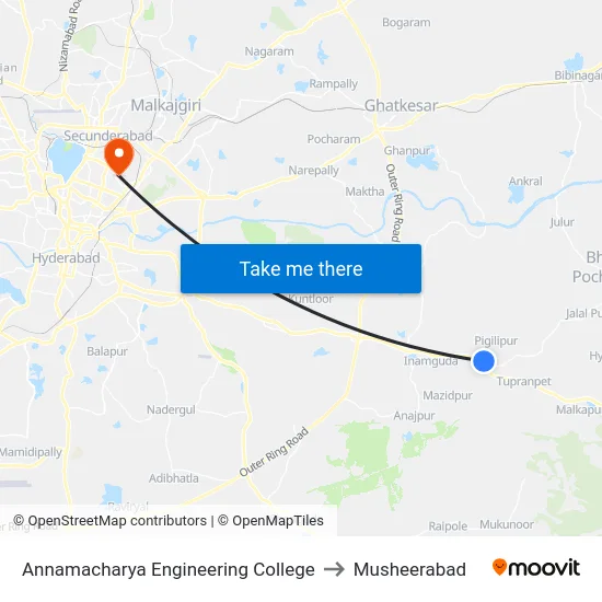 Annamacharya Engineering College to Musheerabad map