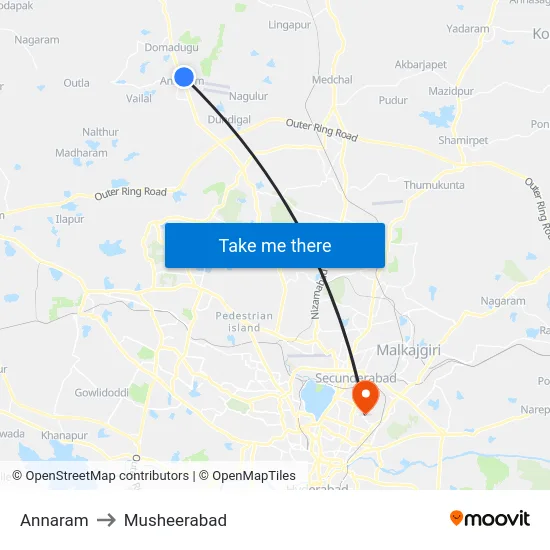 Annaram to Musheerabad map