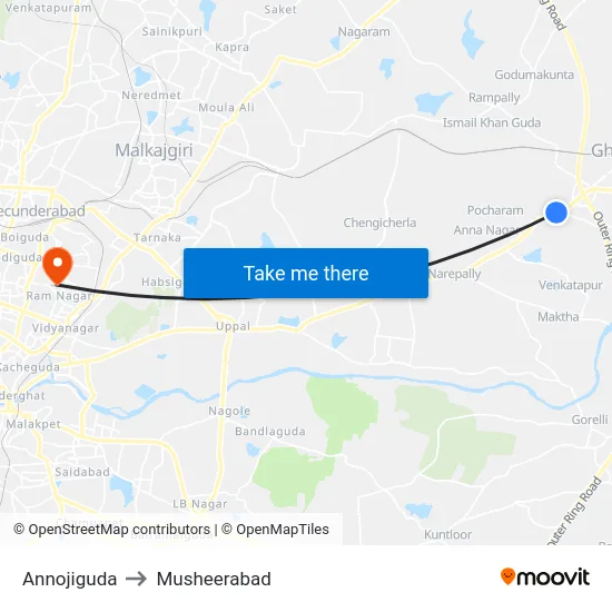 Annojiguda to Musheerabad map