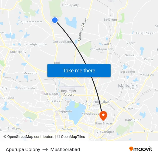 Apurupa Colony to Musheerabad map