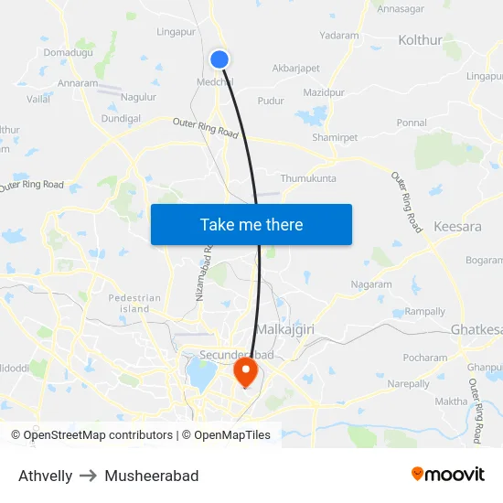 Athvelly to Musheerabad map