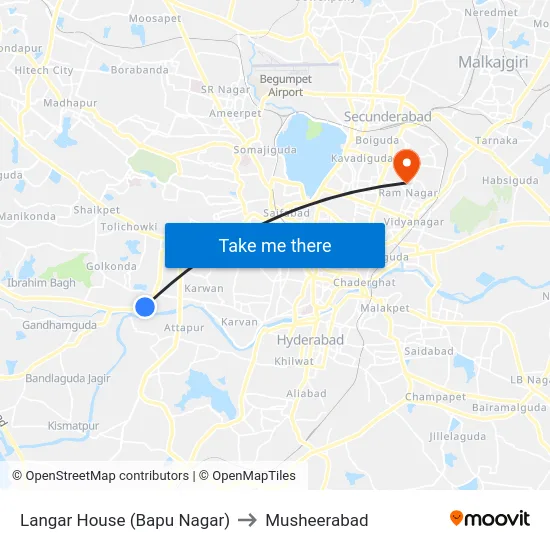 Langar House (Bapu Nagar) to Musheerabad map