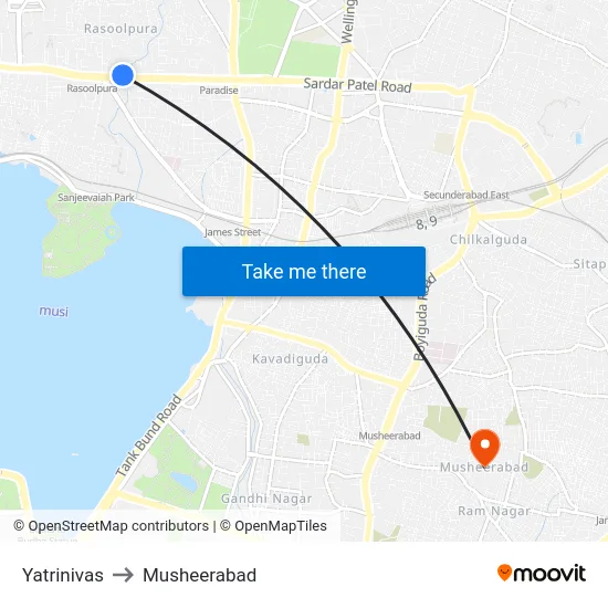 Yatrinivas to Musheerabad map