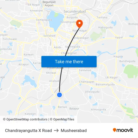 Chandrayangutta X Road to Musheerabad map