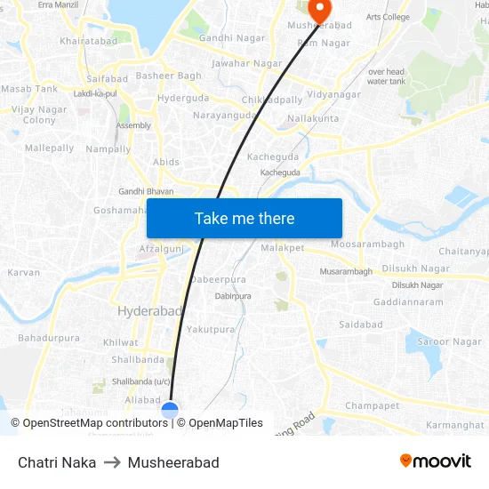 Chatri Naka to Musheerabad map