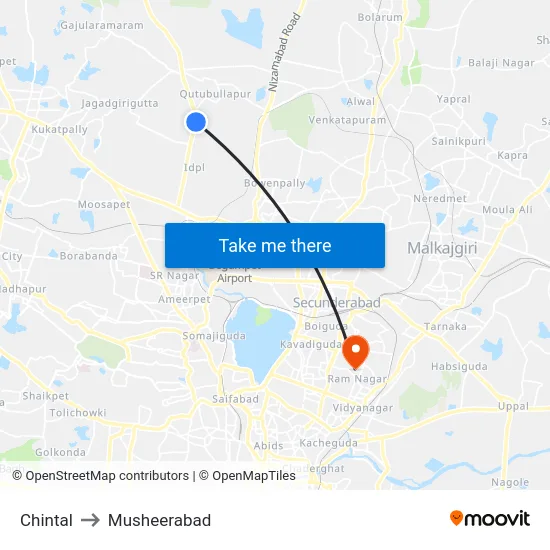 Chintal to Musheerabad map