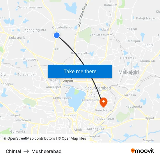 Chintal to Musheerabad map