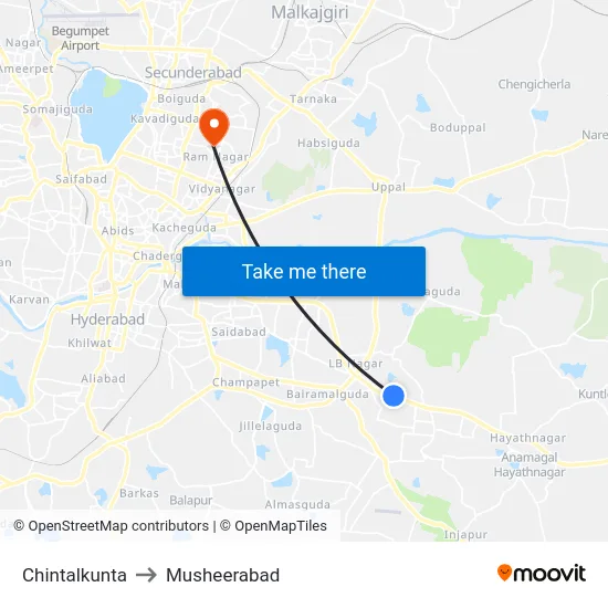 Chintalkunta to Musheerabad map