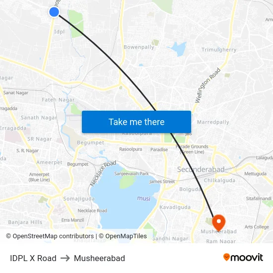 IDPL X Road to Musheerabad map