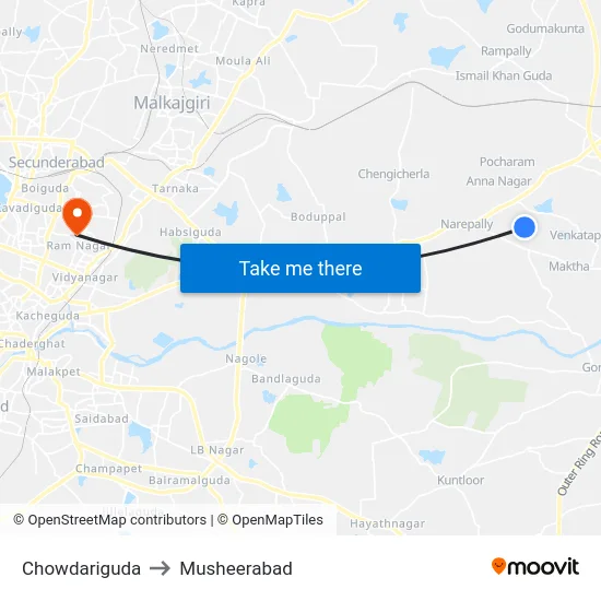 Chowdariguda to Musheerabad map