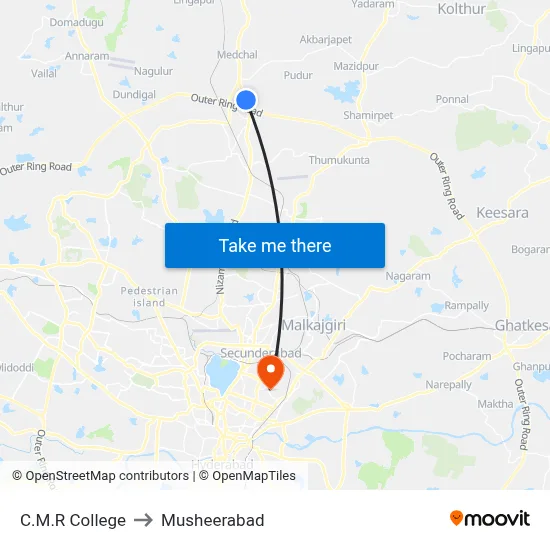 C.M.R College to Musheerabad map