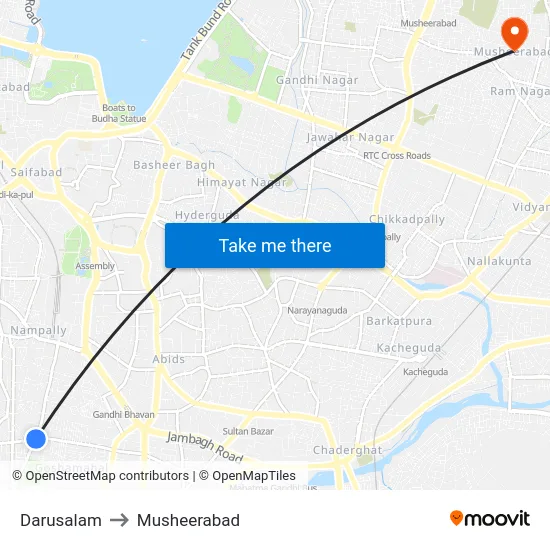 Darusalam to Musheerabad map