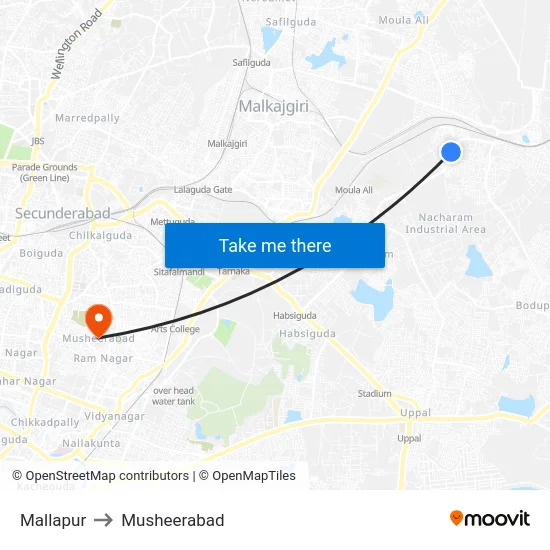 Mallapur to Musheerabad map