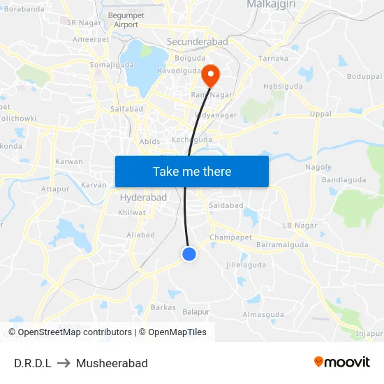 D.R.D.L to Musheerabad map