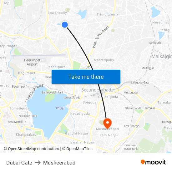 Dubai Gate to Musheerabad map