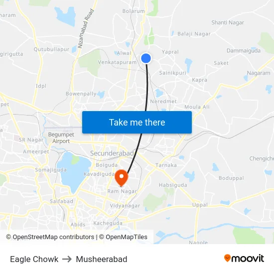 Eagle Chowk to Musheerabad map