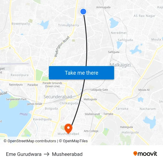 Eme Gurudwara to Musheerabad map