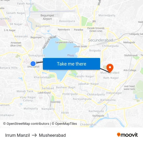 Irrum Manzil to Musheerabad map