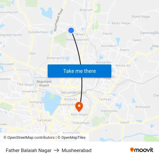 Father Balaiah Nagar to Musheerabad map