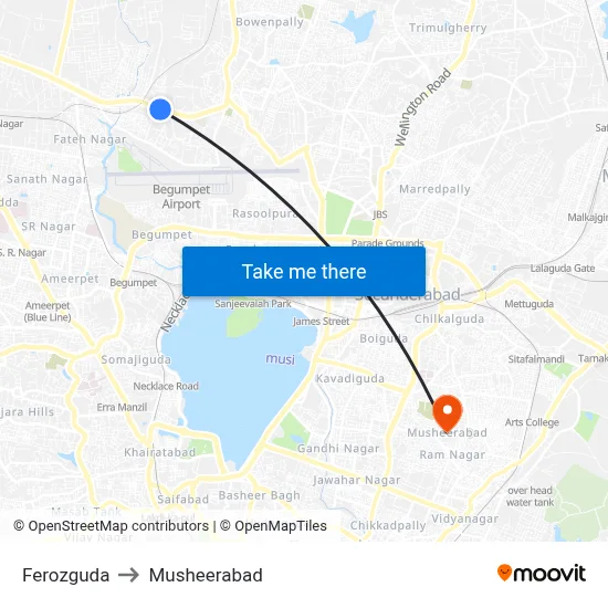 Ferozguda to Musheerabad map