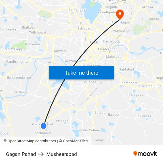 Gagan Pahad to Musheerabad map