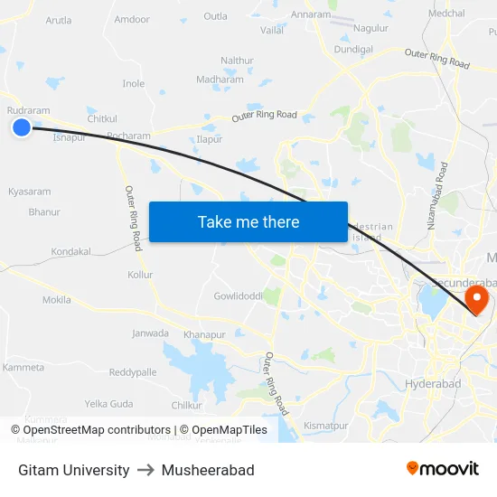Gitam University to Musheerabad map