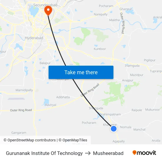 Gurunanak Institute Of Technology to Musheerabad map