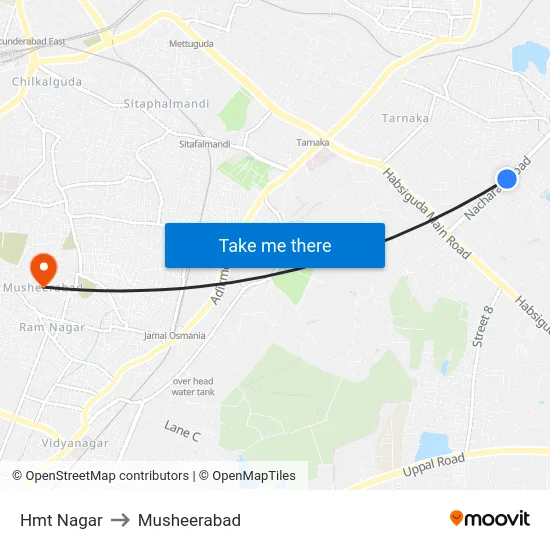 Hmt Nagar to Musheerabad map