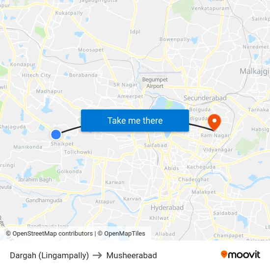 Dargah (Lingampally) to Musheerabad map