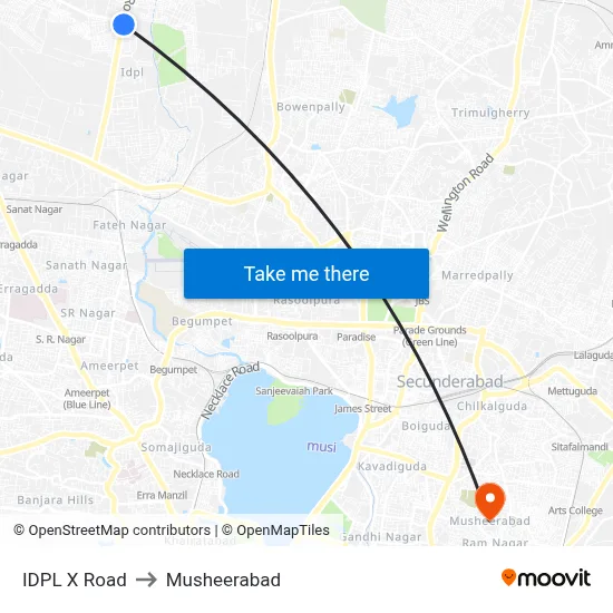 IDPL X Road to Musheerabad map
