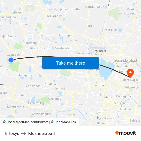 Infosys to Musheerabad map