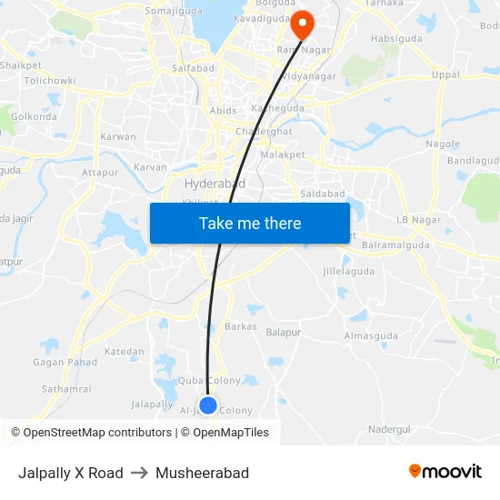 Jalpally X Road to Musheerabad map
