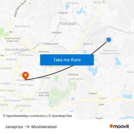 Janapriya to Musheerabad map
