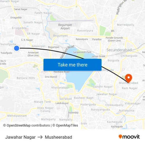 Jawahar Nagar to Musheerabad map
