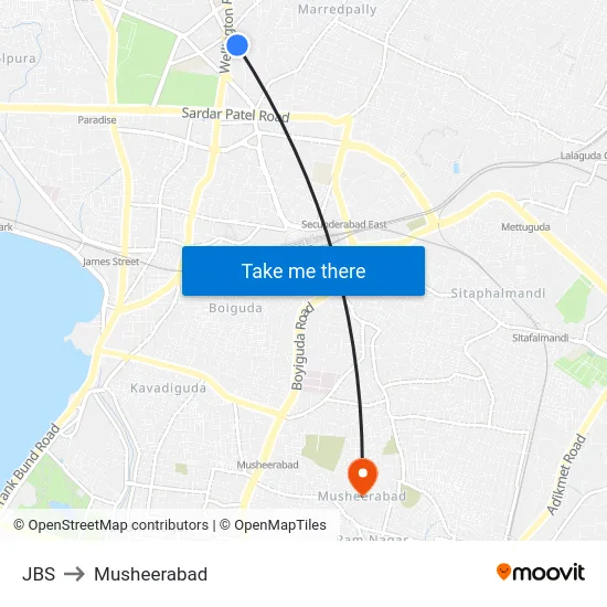 JBS to Musheerabad map