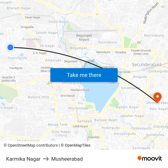 Karmika Nagar to Musheerabad map