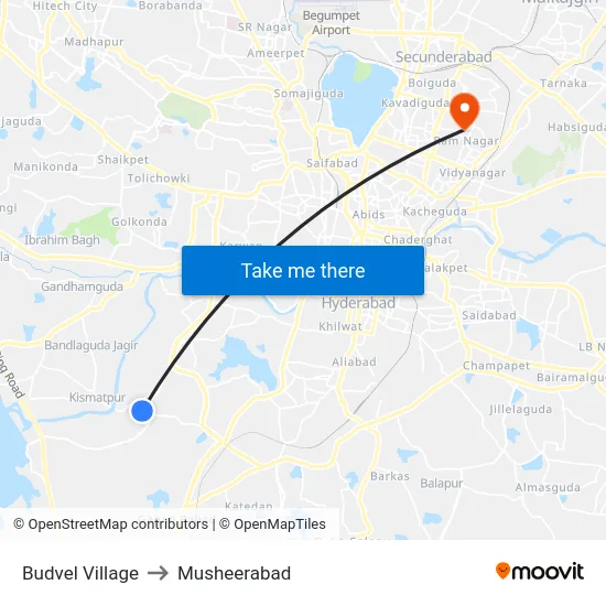 Budvel Village to Musheerabad map