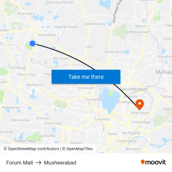Forum Mall to Musheerabad map