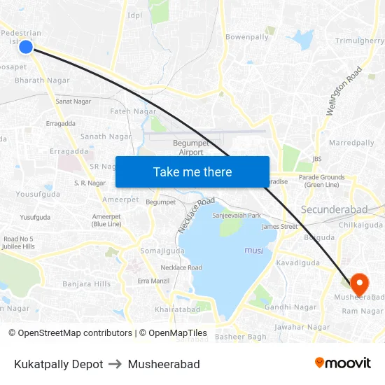 Kukatpally Depot to Musheerabad map
