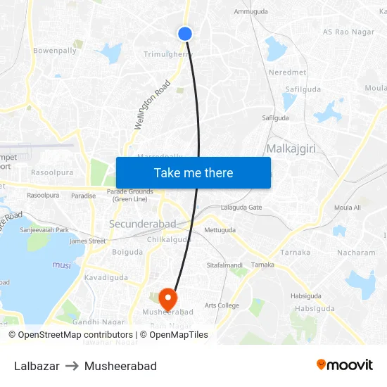 Lalbazar to Musheerabad map