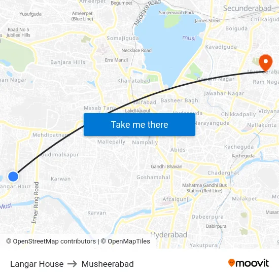 Langar House to Musheerabad map