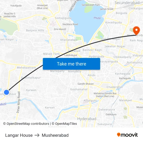 Langar House to Musheerabad map