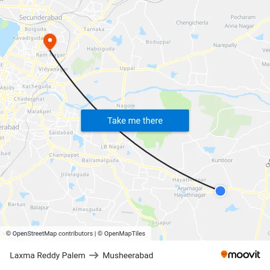 Laxma Reddy Palem to Musheerabad map