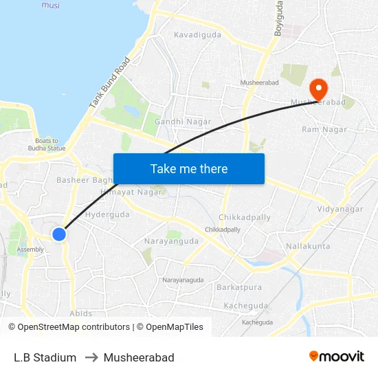 L.B Stadium to Musheerabad map
