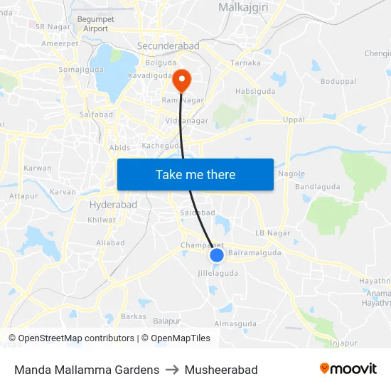 Manda Mallamma Gardens to Musheerabad map