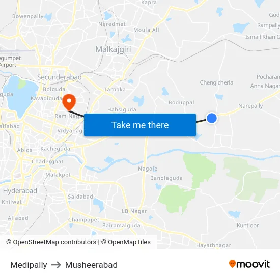 Medipally to Musheerabad map