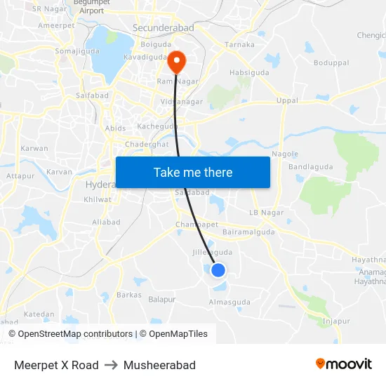 Meerpet X Road to Musheerabad map